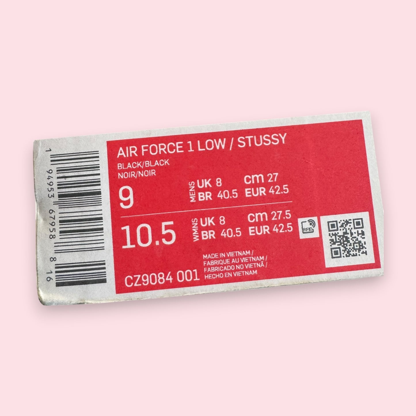 Air Force 1 Stussy Black - 42.5