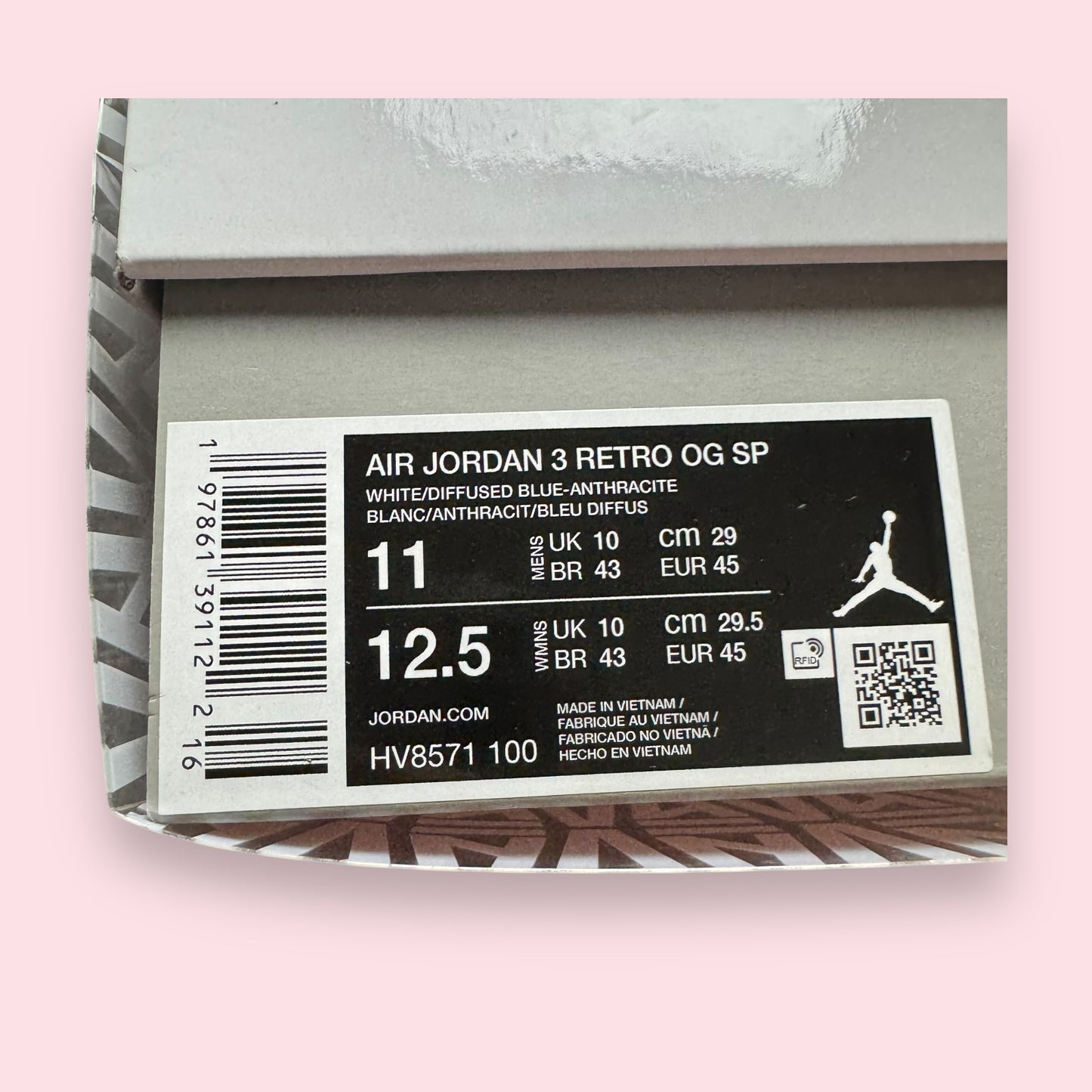 Jordan 3 White/Blue A Ma Maniere - 45