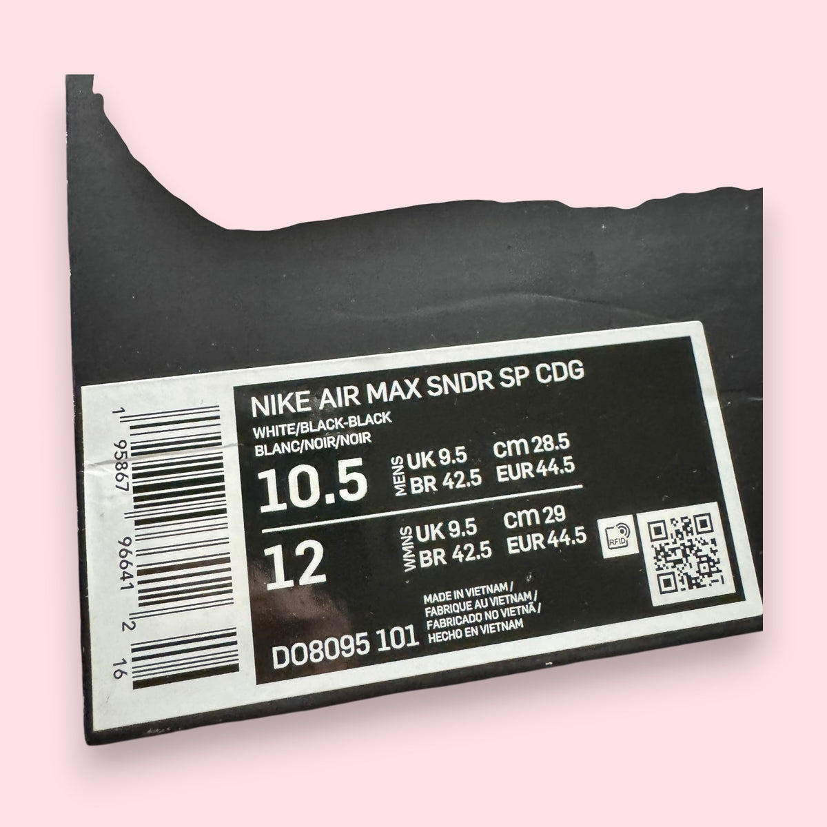Air Max Sunder Comme des Garcons CDG Black White - 44.5