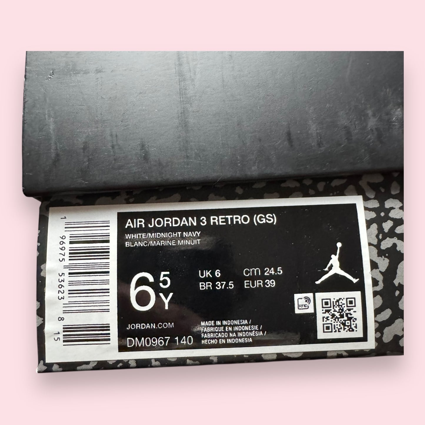 Jordan 3 White Navy - 39